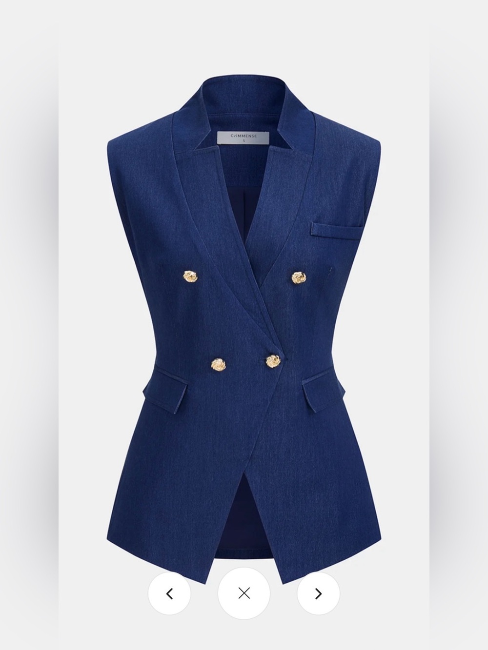 NWT Commense Double-Breasted Sleeveless Blazer Vest - S